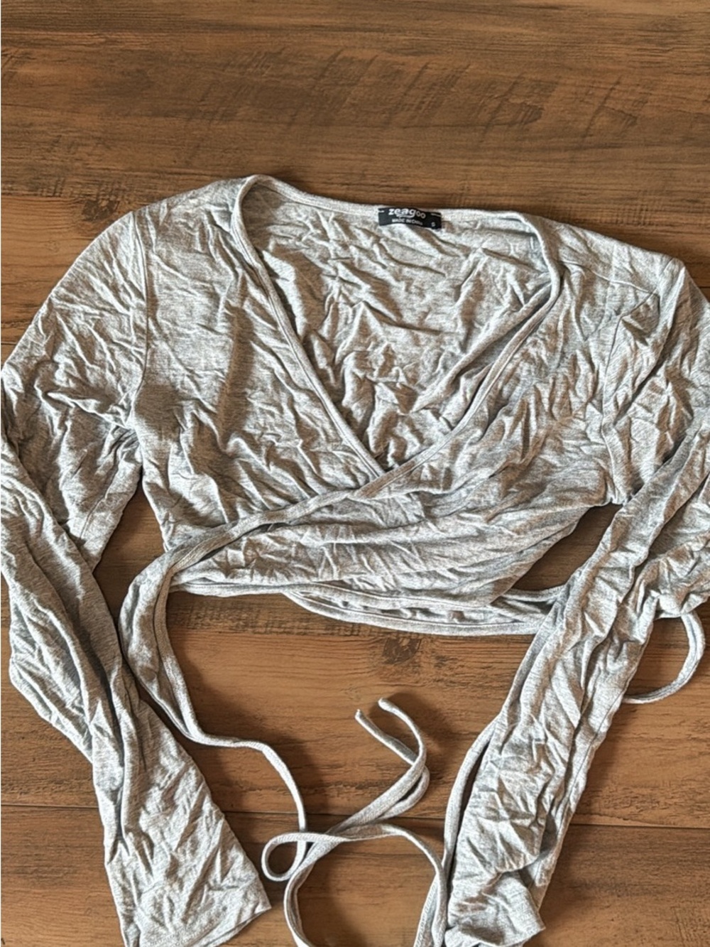 Free People Light Heather Gray Wrap Crop Top